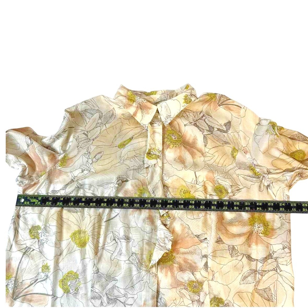 Talbots Petite Ruffle Button Front Shirt Creme Floral‎ 20WP Cottagecore Romantic - Picture 7 of 9